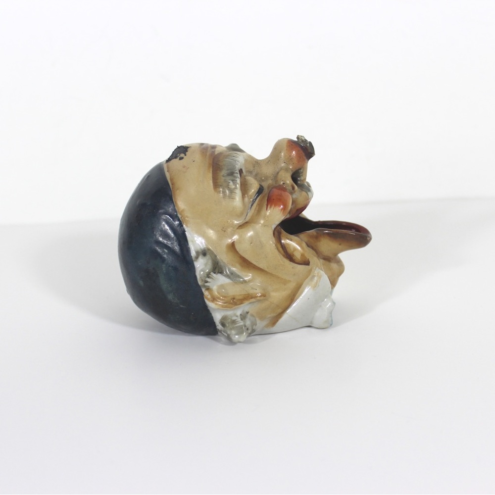 Vintage Humorous Ceramic Ashtray, Drunk with Bee on Nose Man Face Hand Painted